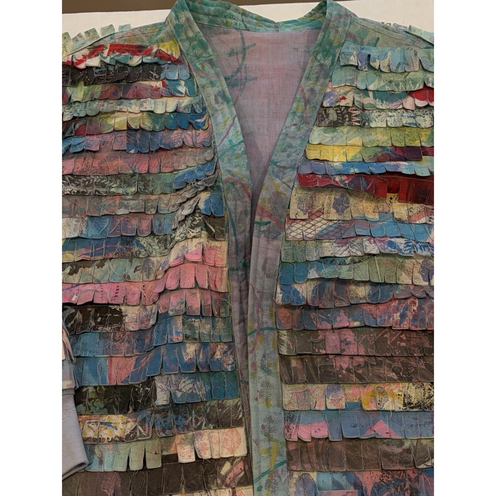 Hand Painted Art to Wear Jacket Wearable Art OOAK Fiber Art Handmade Boho Coat - Picture 10 of 16